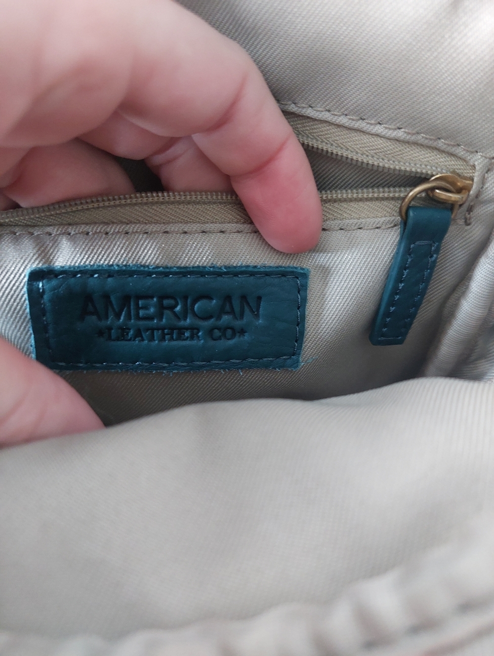 "American Leather Co." Teal Leather Crossbody Bag - Picture 8 of 8